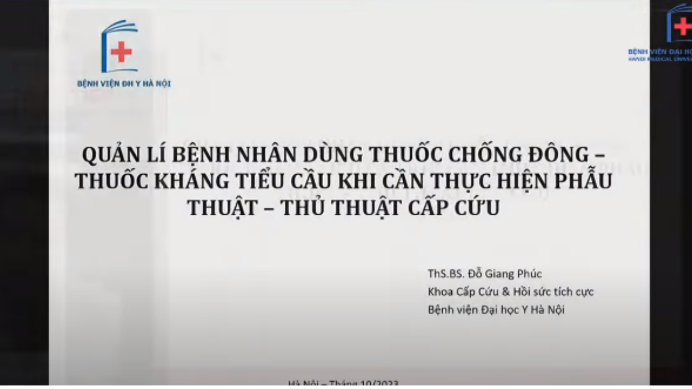 Quản lý Thuốc chống đông – chống kết tập tiểu cầu trước phẫu thuật